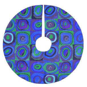 Kandinsky Farbstudie Blue Quadrate Square Circle Brushed Polyester Tree Skirt