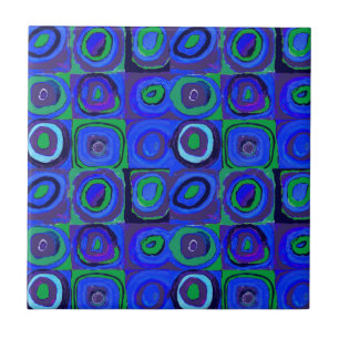 Kandinsky Farbstudie Blue Quadrate Square Circle  Ceramic Tile