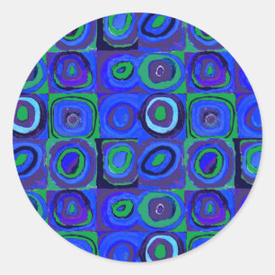 Kandinsky Farbstudie Blue Quadrate Square Circle  Classic Round Sticker