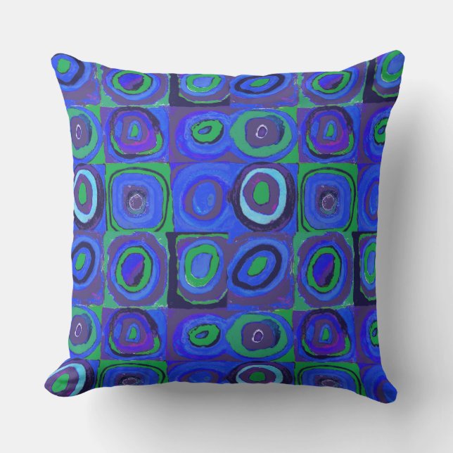 Kandinsky Farbstudie Blue Quadrate Square Circle  Cushion (Front)