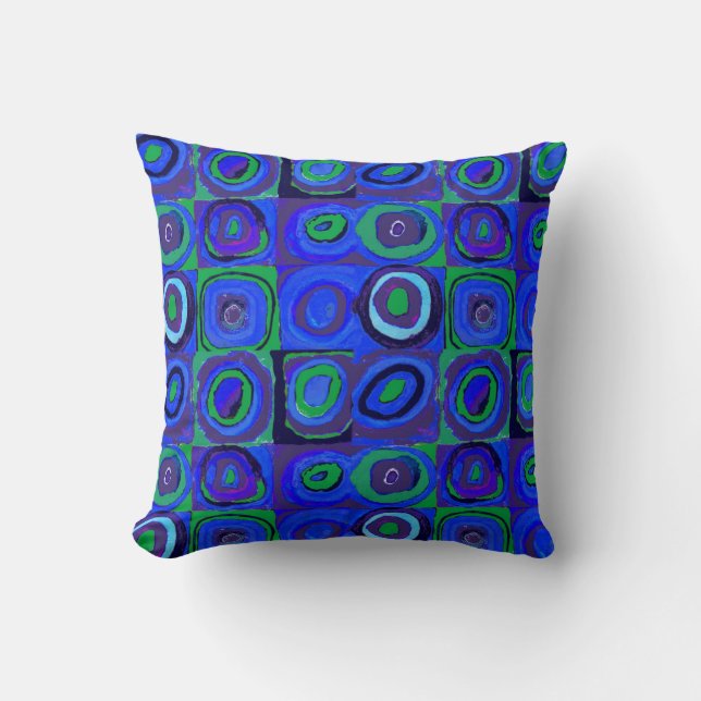 Kandinsky Farbstudie Blue Quadrate Square Circle  Cushion (Front)