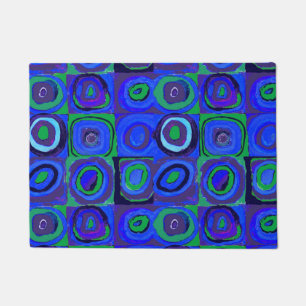 Kandinsky Farbstudie Blue Quadrate Square Circle Doormat