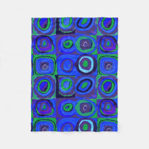 Kandinsky Farbstudie Blue Quadrate Square Circle  Fleece Blanket
