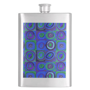 Kandinsky Farbstudie Blue Quadrate Square Circle  Hip Flask