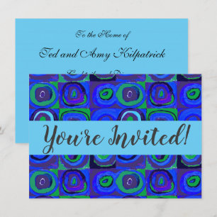 Kandinsky Farbstudie Blue Quadrate Square Circle Invitation