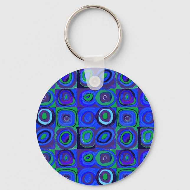 Kandinsky Farbstudie Blue Quadrate Square Circle  Key Ring (Front)