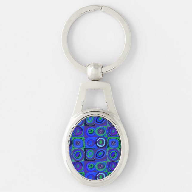 Kandinsky Farbstudie Blue Quadrate Square Circle  Key Ring (Front)