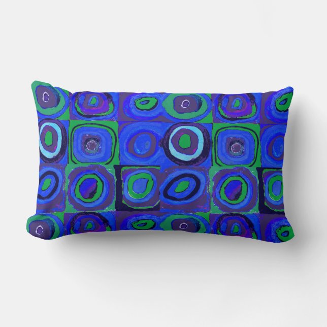 Kandinsky Farbstudie Blue Quadrate Square Circle  Lumbar Cushion (Front)