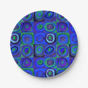 Kandinsky Farbstudie Blue Quadrate Square Circle Paper Plate