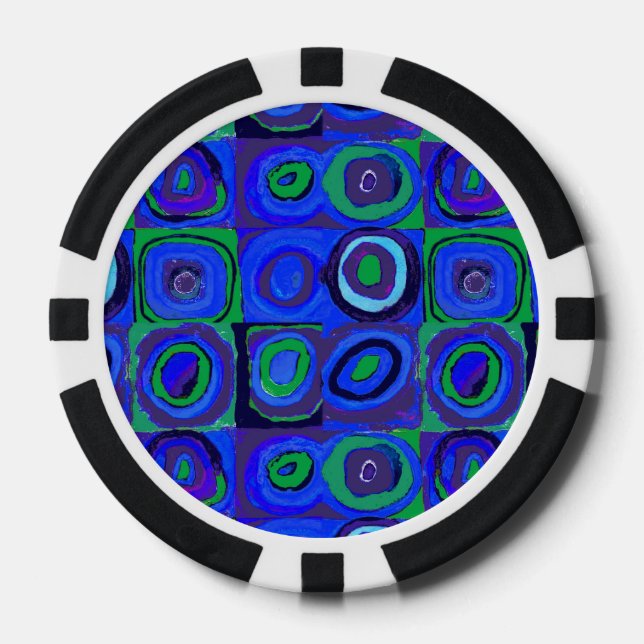 Kandinsky Farbstudie Blue Quadrate Square Circle  Poker Chips (Front)