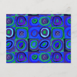 Kandinsky Farbstudie Blue Quadrate Square Circle  Postcard