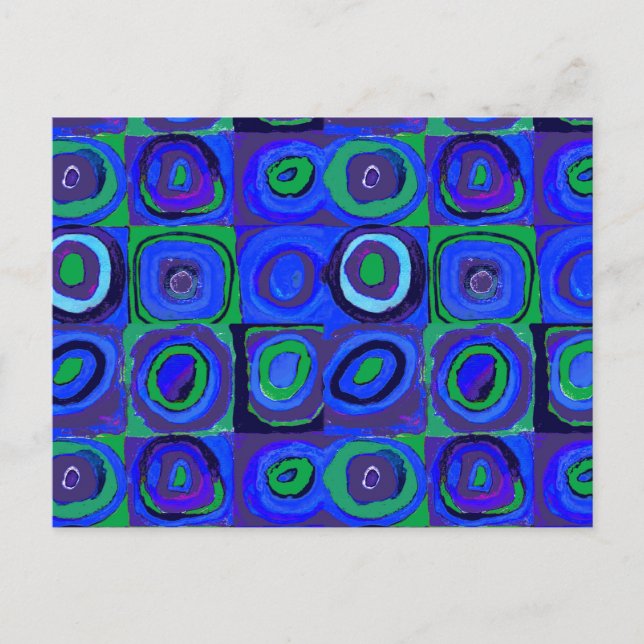 Kandinsky Farbstudie Blue Quadrate Square Circle  Postcard (Front)