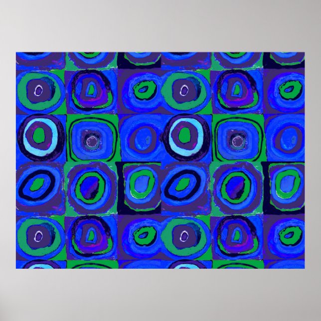 Kandinsky Farbstudie Blue Quadrate Square Circle  Poster (Front)