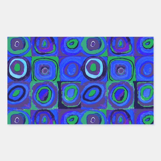 Kandinsky Farbstudie Blue Quadrate Square Circle  Rectangular Sticker (Front)