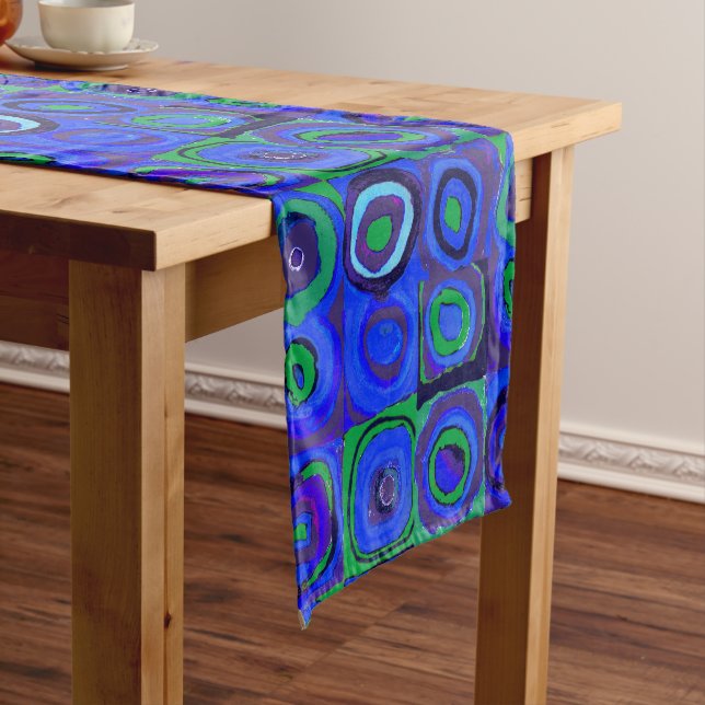 Kandinsky Farbstudie Blue Quadrate Square Circle  Short Table Runner (In Situ)