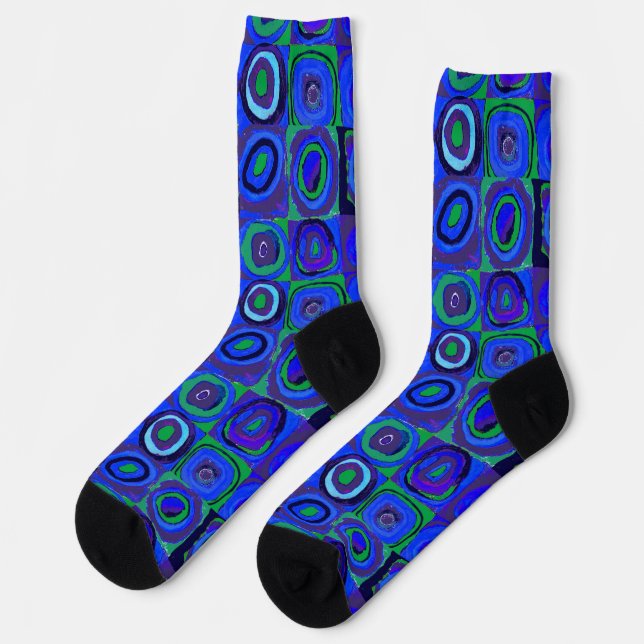 Kandinsky Farbstudie Blue Quadrate Square Circle  Socks (Left)