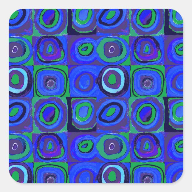 Kandinsky Farbstudie Blue Quadrate Square Circle  Square Sticker (Front)