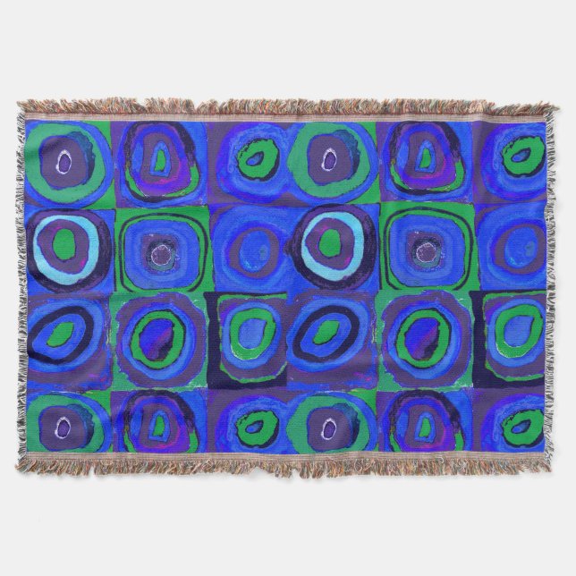 Kandinsky Farbstudie Blue Quadrate Square Circle  Throw Blanket (Front)