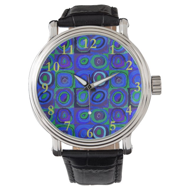 Kandinsky Farbstudie Blue Quadrate Square Circle  Watch (Front)