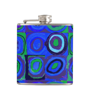 Kandinsky Farbstudie Quadrate Blue Squares  Hip Flask