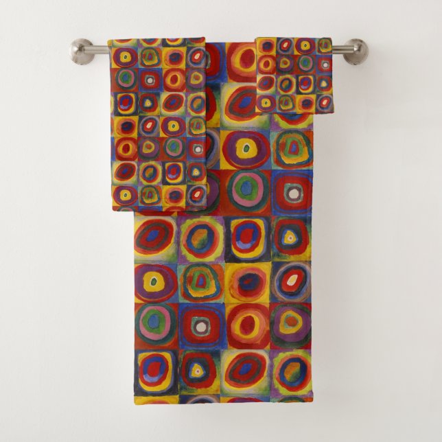 Kandinsky Farbstudie Quadrate Colourful Squares Bath Towel Set (Insitu)