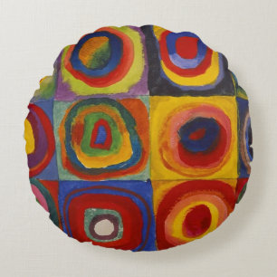 Kandinsky Farbstudie Quadrate Colourful Squares Round Cushion