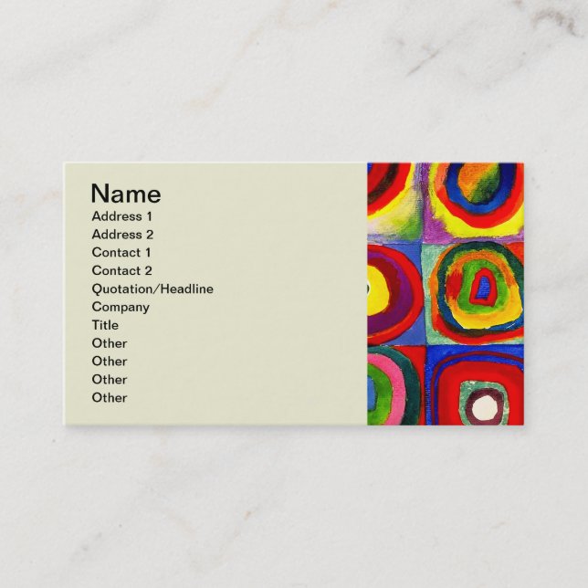 Kandinsky Farbstudie Quadrate Squares Circles Art  Business Card (Front)