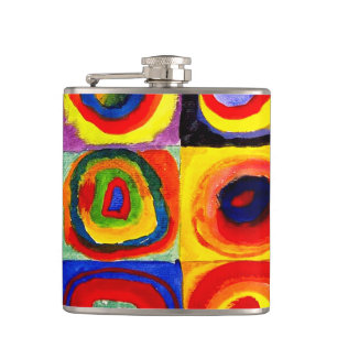 Kandinsky Farbstudie Quadrate Squares Circles Art Hip Flask