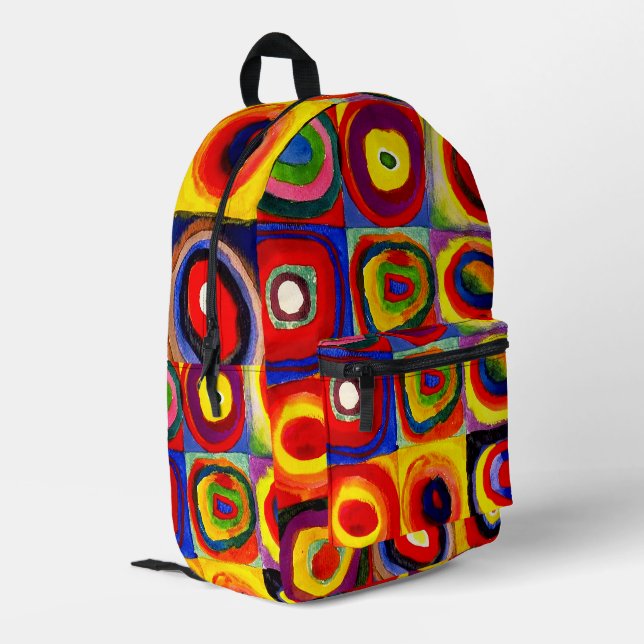 Kandinsky Farbstudie Quadrate Squares Circles Art  Printed Backpack (Back Corner Left)