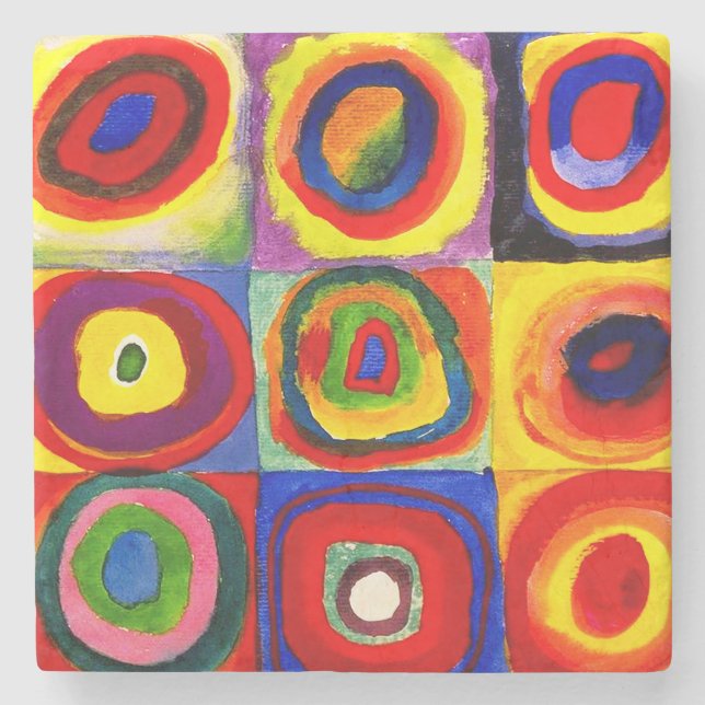Kandinsky Farbstudie Quadrate Squares Circles Art  Stone Coaster (Front)