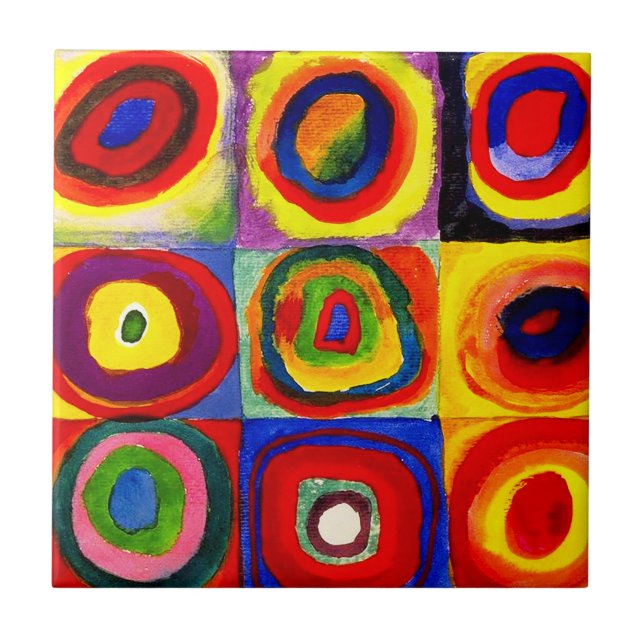 Kandinsky Farbstudie Quadrate Squares Circles Art  Tile (Front)