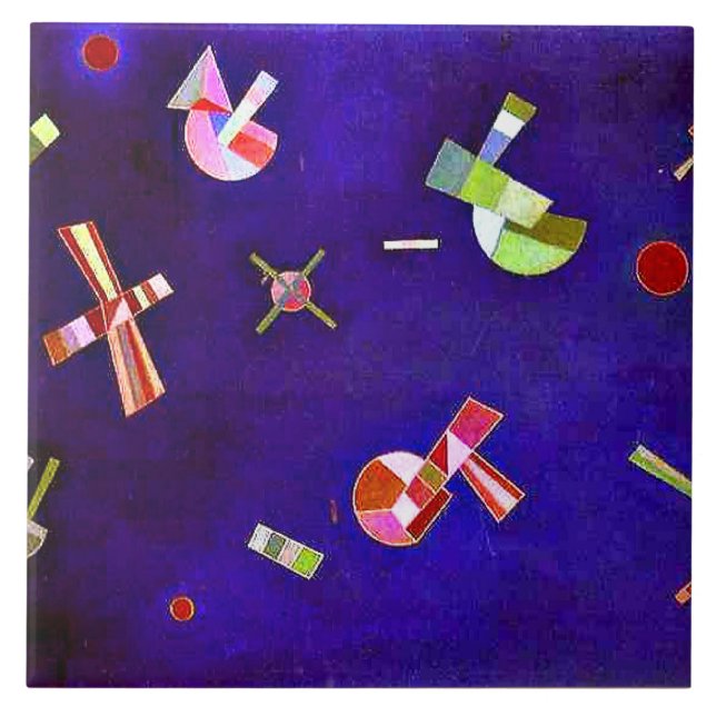 Kandinsky - Fixed Flight, colourful abstract art Ceramic Tile (Front)