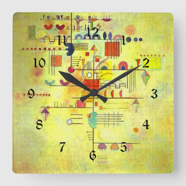Kandinsky - Gentle Ascent, abstract art Square Wall Clock (Front)