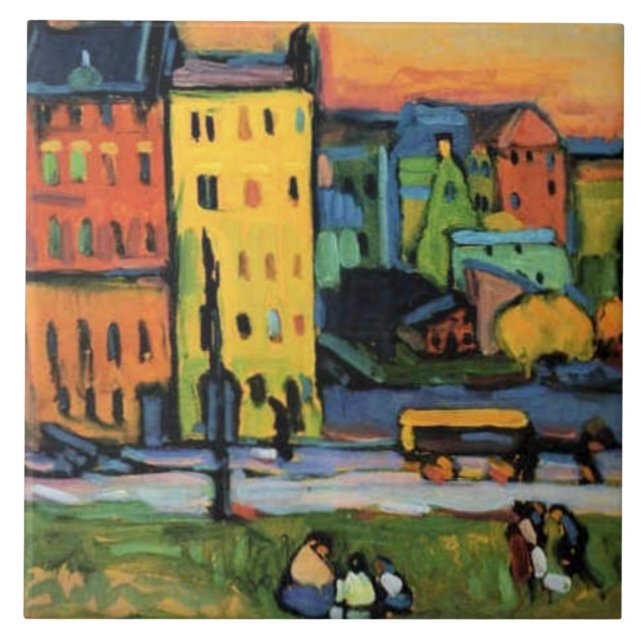 Kandinsky - Houses in Munich,  Ceramic Tile (Front)