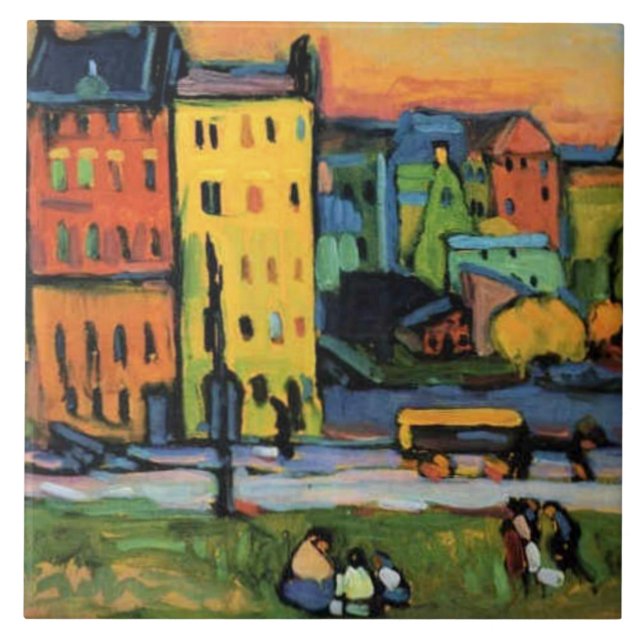 Kandinsky - Houses in Munich, Ceramic Tile (Front)