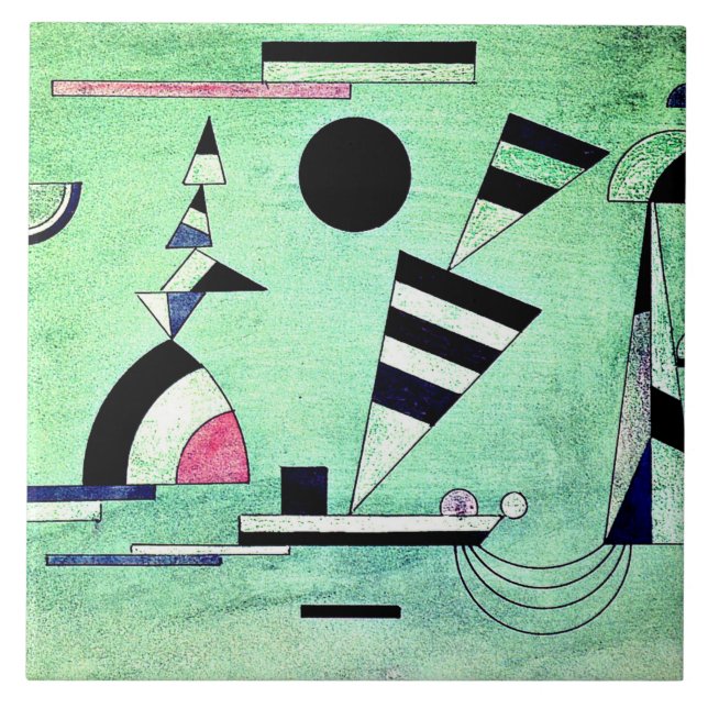 Kandinsky - Immersed in Green,  popular artwork,  Ceramic Tile (Front)