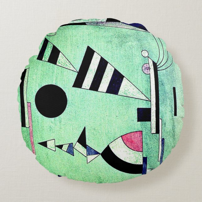 Kandinsky - Immersed in Green Round Cushion (Front)