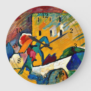 Kandinsky: Improvisation 3, landscape painting Large Clock