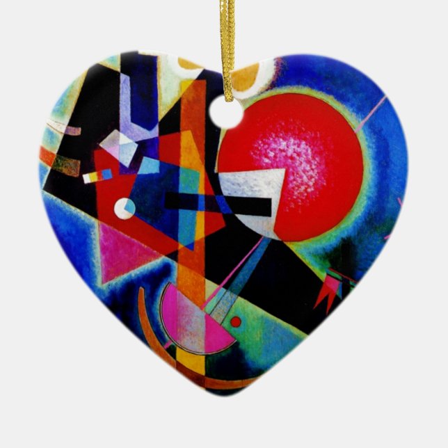 Kandinsky in Blue Abstract Painting Ceramic Tree Decoration (Front)