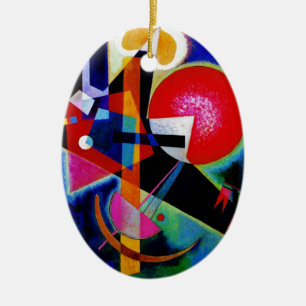 Kandinsky in Blue Abstract Painting Ceramic Tree Decoration