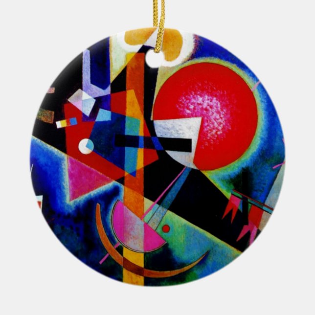 Kandinsky in Blue Abstract Painting Ceramic Tree Decoration (Front)