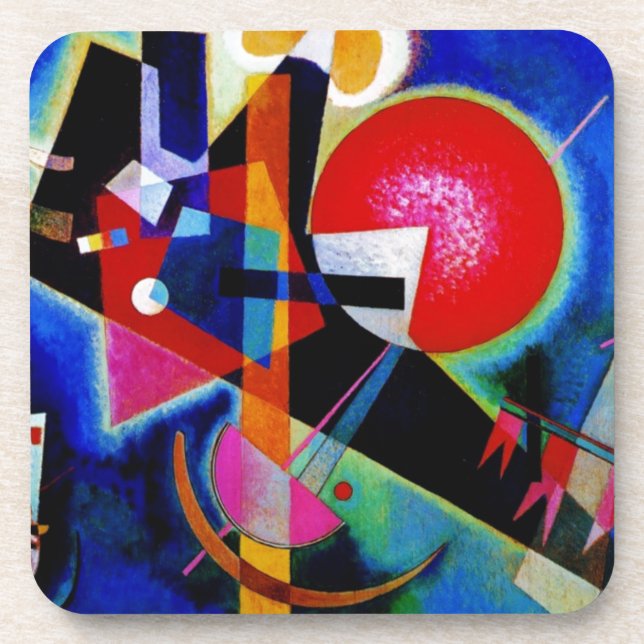 Kandinsky in Blue Abstract Painting Coaster (Front)