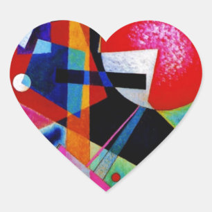 Kandinsky in Blue Abstract Painting Heart Sticker