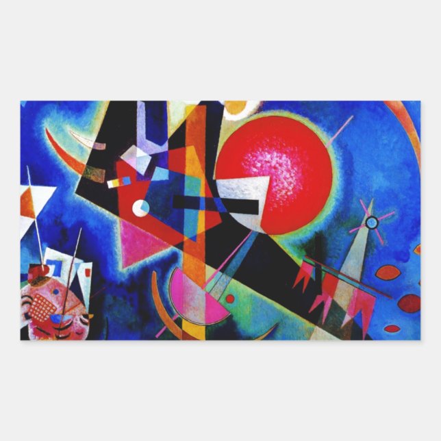 Kandinsky in Blue Abstract Painting Rectangular Sticker (Front)