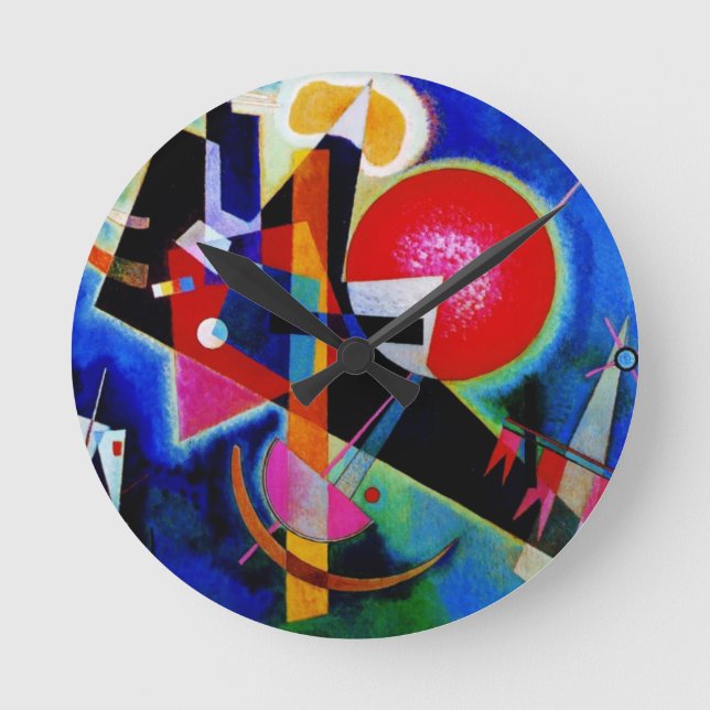 Kandinsky in Blue Abstract Painting Round Clock (Front)