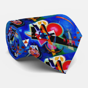 Kandinsky in Blue Abstract Painting Tie