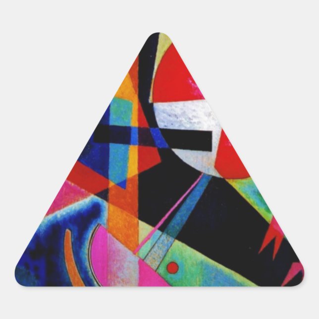Kandinsky in Blue Abstract Painting Triangle Sticker (Front)