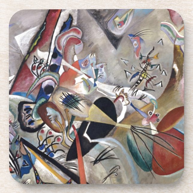 Kandinsky In Gray Abstract Artwork Coaster (Front)