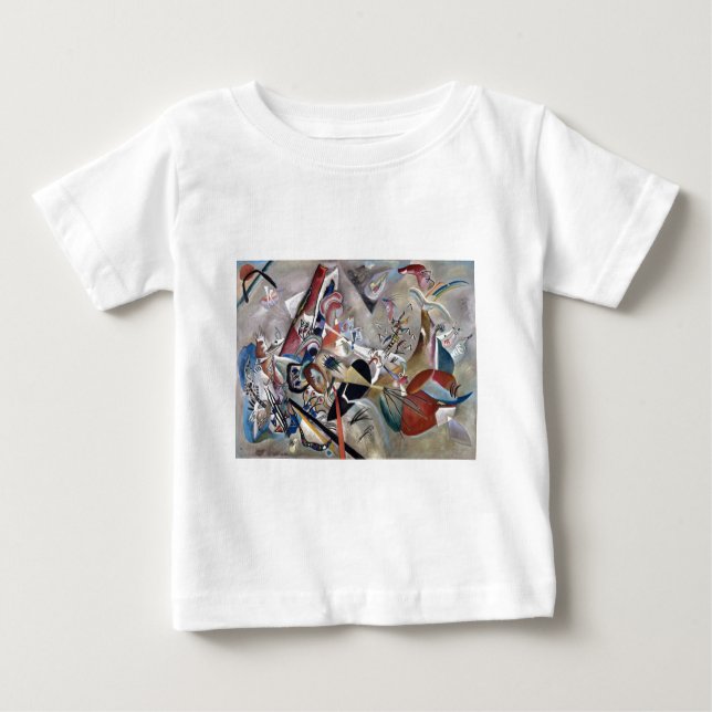 Kandinsky In Grey Abstract Artwork Baby T-Shirt (Front)