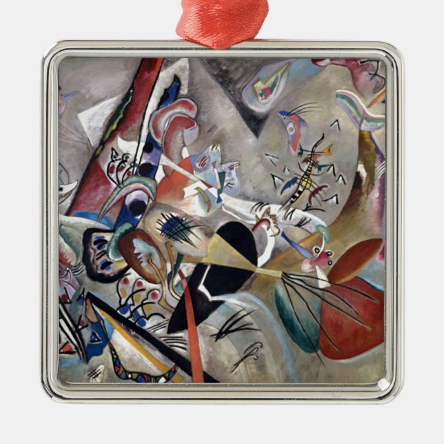 Kandinsky In Grey Abstract Artwork Metal Tree Decoration (Front)